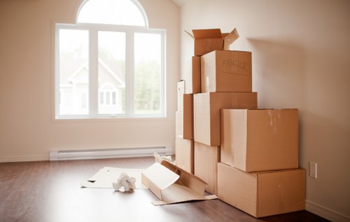 Movers handling a stairway move in a Crofton Park period property