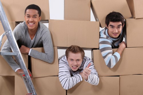 Prepared boxes and furniture ready for a house move in Crofton Park