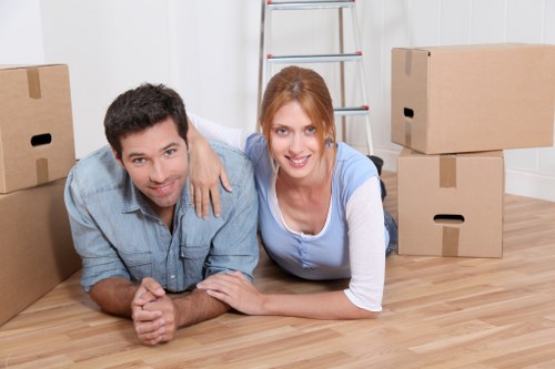 Household packing materials and labeled boxes in Croftonpark