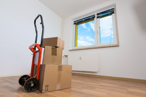 Professional moving team following safety procedures