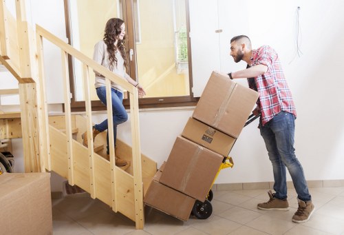Packed boxes and furniture ready for a local home move