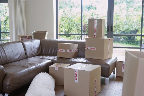 Packed office equipment prepared for transport during a Croftonpark relocation